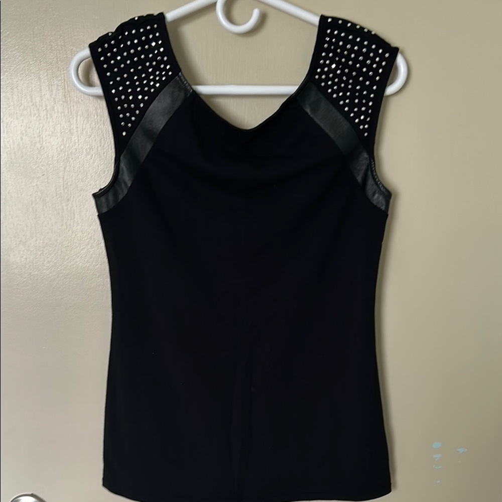 Black Studded Sleeveless Top